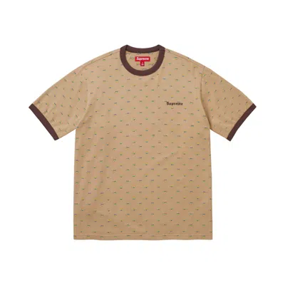 Pre-owned Supreme Hearts Intarsia Ringer Tee 'tan' | Men's Size Xxl In Brown