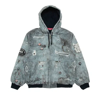 Pre-owned Supreme Hjr Trompe L'oeil Hooded Work Jacket 'blue'