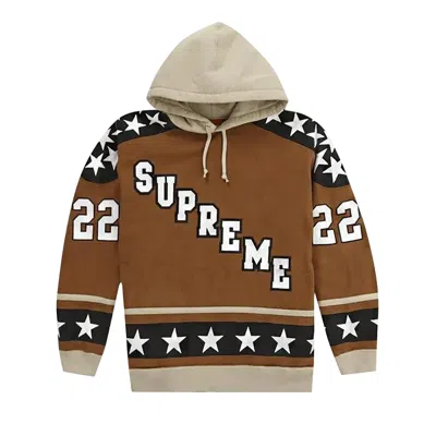 Pre-owned Supreme Hockey Hooded Sweatshirt 'brown'