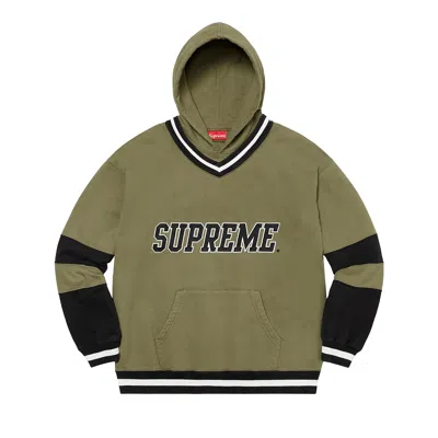 Pre-owned Supreme Hockey Hooded Sweatshirt 'light Olive' | Green | Men's Size L