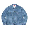 Supreme Hole Punch Denim Trucker Jacket 'teal White' In Blue