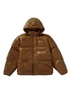 Supreme Hooded Down Jacket In Brown