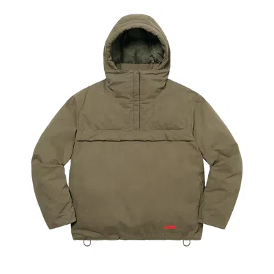 Pre-owned Supreme Hooded Down Pullover 'olive' In Green