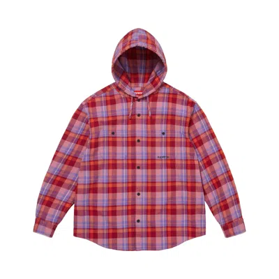 Pre-owned Supreme Hooded Flannel Shirt 'pink' | Men's Size M
