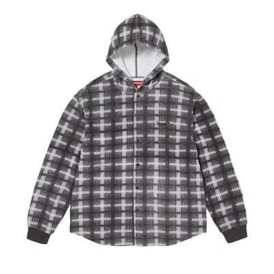 Pre-owned Supreme Hooded Plaid Knit Shirt 'black'