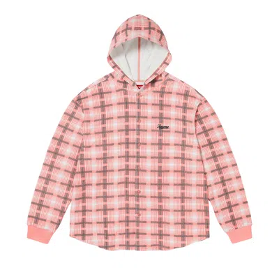 Pre-owned Supreme Hooded Plaid Knit Shirt 'pink'