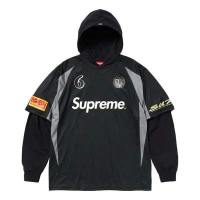 Supreme Hooded Soccer Jersey 'black White'