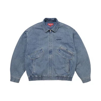 Pre-owned Supreme Hooded Utility Jacket 'denim' | Blue | Men's Size M