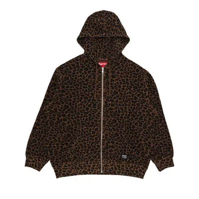 Pre-owned Supreme Hooded Zip Up Thermal 'leopard' | Multi-color | Men's Size M