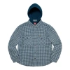 Supreme Houndstooth Flannel Hooded Shirt 'blue'