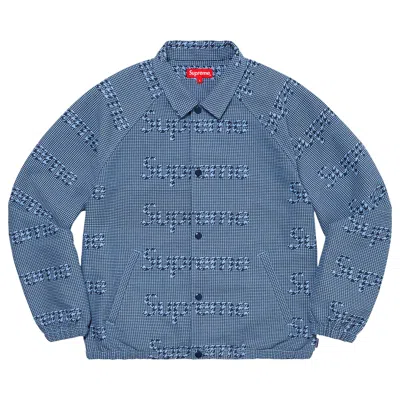 Pre-owned Supreme Houndstooth Logos Snap Front Jacket 'blue'