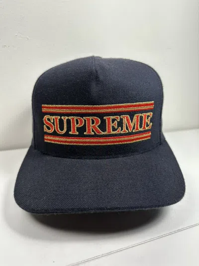 Pre-owned Supreme Independent Stripes 5 Panel Cap Hat In Blue