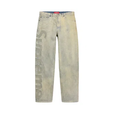 Pre-owned Supreme Inset Logo Jean 'dirty' In Grey