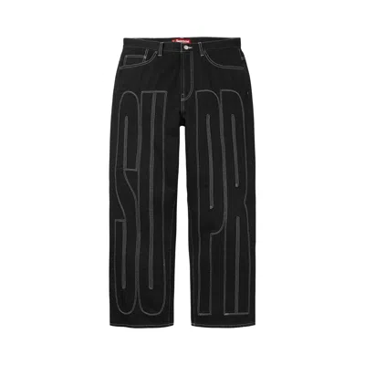 Pre-owned Supreme Inset Spellout Baggy Jean 'black' | Men's Size 32