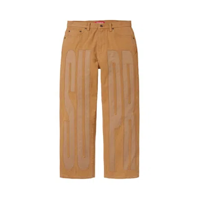 Pre-owned Supreme Inset Spellout Baggy Jean 'brown' | Men's Size 32