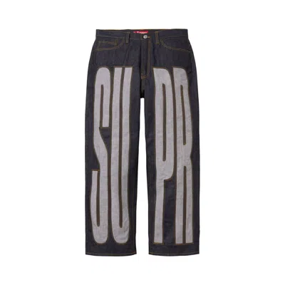 Pre-owned Supreme Inset Spellout Baggy Jean 'rigid Indigo' | Black | Men's Size 34