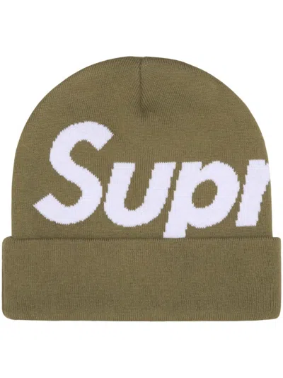 Supreme Intarsia-logo Beanie Hat In Green