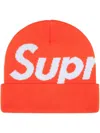Supreme Intarsia-logo Beanie Hat In Orange