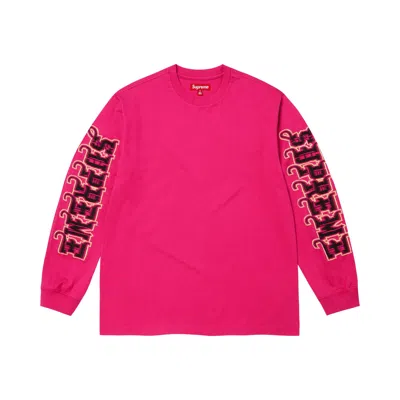 Pre-owned Supreme Intarsia Sleeve Long-sleeve Top 'fuchsia' | Pink | Men's Size L