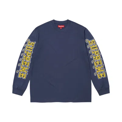 Pre-owned Supreme Intarsia Sleeve Long-sleeve Top 'navy' | Blue | Men's Size L