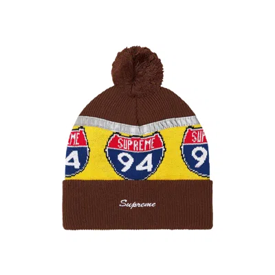 Pre-owned Supreme Interstate Reflective Beanie 'brown'