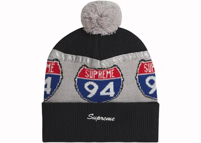 Pre-owned Supreme Interstate Reflective Beanie In Black
