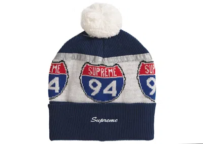 Pre-owned Supreme Interstate Reflective Beanie In Dark Blue