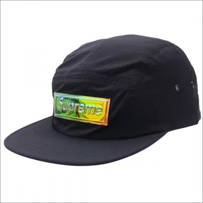 Pre-owned Supreme Iridescent Logo Camp Cap In Black