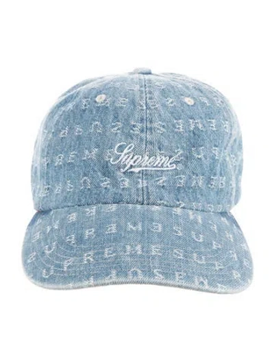 Pre-owned Supreme Jacquard Denim 6-panel Cap In Blue