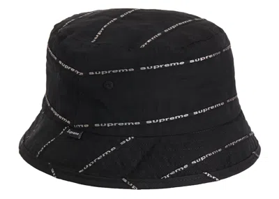 Pre-owned Supreme Jacquard Linen Crusher Hat In Black