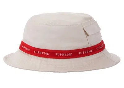 Pre-owned Supreme Jacquard Logo Taping Crusher Hat In Stone