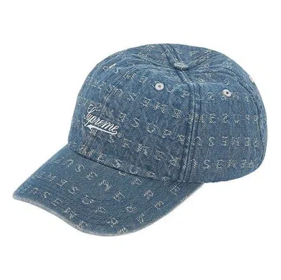 Supreme Jacquard Logos Denim 6-panel 'teal' In Blue