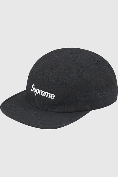 Supreme Jacquard Logos Denim Camp Cap In Black, Men's At Urban Outfitters