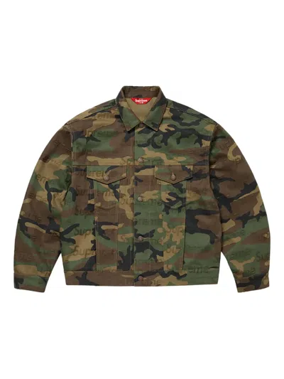 Supreme Jacquard Logos Denim Trucker Jacket In Multi