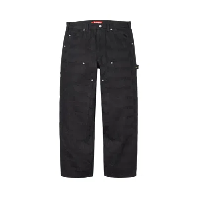 Pre-owned Supreme Jacquard Logos Double Knee Denim Painter Jean 'black' | Men's Size 38