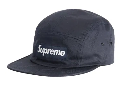 Pre-owned Supreme Jacquard Logos Twill Camp Cap In Navy Blue