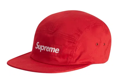 Pre-owned Supreme Jacquard Logos Twill Camp Cap In Red