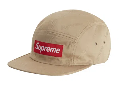 Pre-owned Supreme Jacquard Logos Twill Camp Cap In Tan