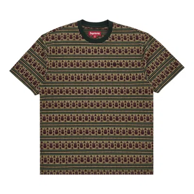 Pre-owned Supreme Jacquard Scarab Short-sleeve Top 'olive' In Multi-color
