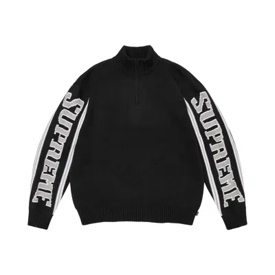 Pre-owned Supreme Jacquard Sleeve Half Zip Sweater 'black' | Men's Size S