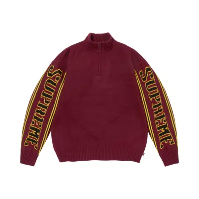 Pre-owned Supreme Jacquard Sleeve Half Zip Sweater 'burgundy' | Red | Men's Size L