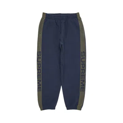 Pre-owned Supreme Jacquard Stripe Sweatpant 'navy' In Blue