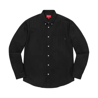 Pre-owned Supreme Jacquard Stripe Twill Shirt 'black' | Men's Size L
