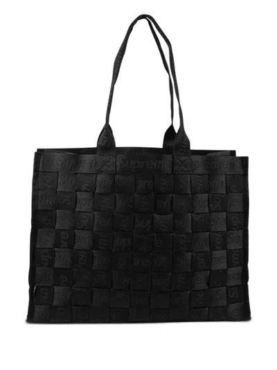 Supreme Jacquard Woven Tote Bag In Black