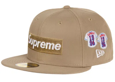 Pre-owned Supreme Jerseys Box Logo New Era Fitted Hat In Khaki
