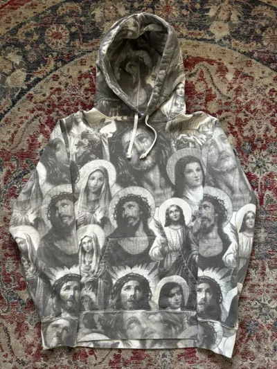 Pre-owned Supreme Jesus And Mary Hoodie - M In Grey