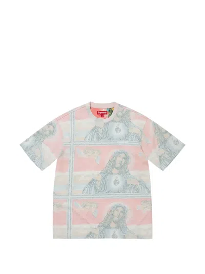 Supreme Jesus Short-sleeved T-shirt In Pink