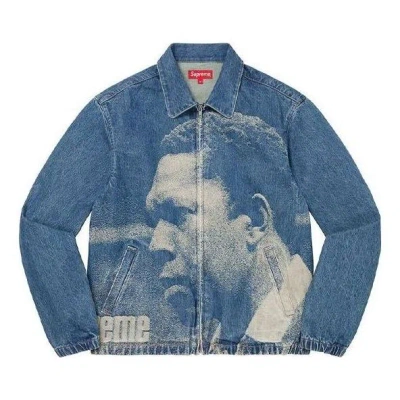 Supreme John Coltrane A Love Denim Harrington Jacket 'teal White' In Blue