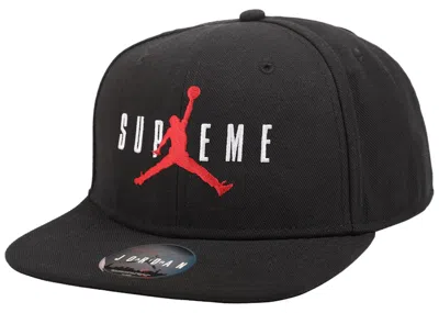 Pre-owned Supreme Jordan 6 Panel Hat In Black