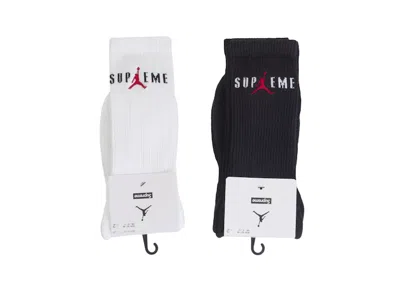 Pre-owned Supreme Jordan Crew Socks (2 Pack) In Black/white